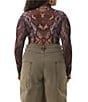 AFRM Plus Zadie Snake Print Mock Neck Long Sleeve Mesh Top, Color:Places Umber Snake - Image 2