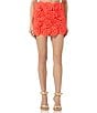 Color:Fiery Coral - Image 1 - Rita Rosette Mesh Pull-On Coordinating Mini Skirt