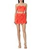 Color:Fiery Coral - Image 3 - Rita Rosette Mesh Pull-On Coordinating Mini Skirt