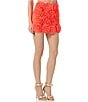 Color:Fiery Coral - Image 5 - Rita Rosette Mesh Pull-On Coordinating Mini Skirt