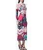 AFRM Shailene Feather Printed Turtleneck Long Sleeve Midi Dress, Color:Spring Feather - Image 3