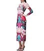 AFRM Shailene Feather Printed Turtleneck Long Sleeve Midi Dress, Color:Spring Feather - Image 4