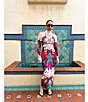 AFRM Shailene Feather Printed Turtleneck Long Sleeve Midi Dress, Color:Spring Feather - Image 5