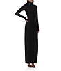 AFRM Shailene Flocked Mesh Mock Neck Long Sleeve Midi Dress, Color:Noir - Image 2