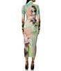 AFRM Shailene Floral Placed Print Turtleneck Long Sleeve Midi Dress, Color:Sunbeam Floral - Image 2