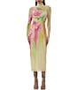 AFRM Shailene Floral Print Mock Neck Long Sleeve Mesh Midi Dress, Color:Butter Peony - Image 1