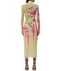 AFRM Shailene Floral Print Mock Neck Long Sleeve Mesh Midi Dress, Color:Butter Peony - Image 2