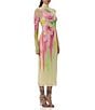AFRM Shailene Floral Print Mock Neck Long Sleeve Mesh Midi Dress, Color:Butter Peony - Image 4