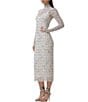 AFRM Shailene Print Turtleneck Long Sleeve Midi Dress, Color:Lace Plaid - Image 3