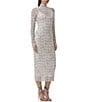 AFRM Shailene Print Turtleneck Long Sleeve Midi Dress, Color:Lace Plaid - Image 4