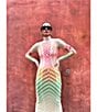 AFRM Shailene Mesh Geometric Print Turtleneck Long Sleeve Midi Dress, Color:Pastel Ombre - Image 7