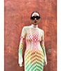 AFRM Shailene Mesh Geometric Print Turtleneck Long Sleeve Midi Dress, Color:Pastel Ombre - Image 8