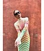 AFRM Shailene Mesh Geometric Print Turtleneck Long Sleeve Midi Dress, Color:Pastel Ombre - Image 9