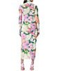 Color:Spring Blossom - Image 2 - Shailene Printed Mesh Turtleneck Long Sleeve Midi Dress