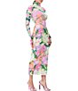Color:Spring Blossom - Image 4 - Shailene Printed Mesh Turtleneck Long Sleeve Midi Dress