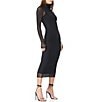 AFRM Shailene Turtleneck Long Sleeve Mesh Midi Dress, Color:Noir - Image 3
