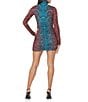 Color:Fig Snake - Image 2 - Signe Snake Print Mock Neck Long Sleeve Ruched Skirt Mini Dress
