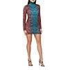 Color:Fig Snake - Image 5 - Signe Snake Print Mock Neck Long Sleeve Ruched Skirt Mini Dress