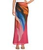 AFRM Tegan Printed Mesh Coordinating Maxi Skirt, Color:Earthen Leaf Lotus - Image 1