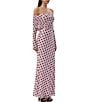AFRM Thelma Dot Print Off-The-Shoulder Long Sleeve Mesh Maxi Dress, Color:Rose Dot - Image 3