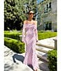 AFRM Thelma Dot Print Off-The-Shoulder Long Sleeve Mesh Maxi Dress, Color:Rose Dot - Image 5