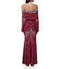 AFRM Thelma Houndstooth Print Off The Shoulder Long Sleeve Mesh Maxi Dress, Color:Ruby Houndstooth - Image 2