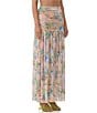 AFRM Val Floral Print Ruched Mesh Pleated Skirt, Color:Fog Filed - Image 4