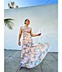 AFRM Val Floral Print Ruched Mesh Pleated Skirt, Color:Fog Filed - Image 6