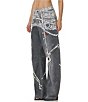 AFRM Walker Jewel Printed High Rise Barrel Leg Denim Pants - Image 4