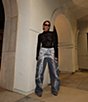 AFRM Walker Jewel Printed High Rise Barrel Leg Denim Pants - Image 6