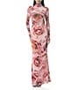 AFRM Zadie Coordinating Floral Print Mock Neck Long Sleeve Top, Color:Peach Roses - Image 5