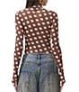 AFRM Zadie Dot Print Mock Neck Long Sleeve Mesh Top, Color:Chocolate Halo Dot - Image 2