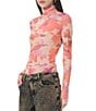 Color:Nude Marble Floral - Image 1 - Zadie Floral Print Mock Neck Long Sleeve Top