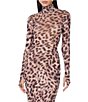 AFRM Zadie Leopard Printed Turtleneck Long Sleeve Coordinating Mesh Top - Image 1