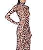 AFRM Zadie Leopard Printed Turtleneck Long Sleeve Coordinating Mesh Top - Image 3