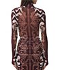 AFRM Zadie Mock Neck Long Sleeve Mesh Coordinating Top, Color:Burgundy Chain - Image 2