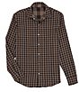 Color:Brown - Image 2 - Age Of Wisdom Reversible Gingham Long Sleeve Woven Shirt