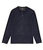 Color:Navy - Image 1 - Age Of Wisdom Stretch Long Sleeve Henley Shirt