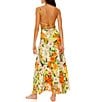 Agua Bendita Arista Floral Knit Print Square Neck Sleeveless Tie Back Maxi Dress, Color:Multi - Image 2