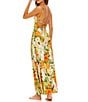 Agua Bendita Arista Floral Knit Print Square Neck Sleeveless Tie Back Maxi Dress, Color:Multi - Image 3