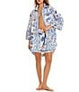 Agua Bendita Chrissy Azure Printed Point Collar 3/4 Sleeve Button Down Shirt, Color:Multi - Image 3