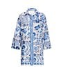 Agua Bendita Chrissy Azure Printed Point Collar 3/4 Sleeve Button Down Shirt, Color:Multi - Image 6