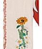 Agua Bendita Chrissy Nopal Floral Embroidered Point Collar 3/4 Sleeve Button Up Top, Color:Multi - Image 5