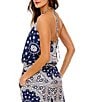 Agua Bendita Coordinating Harmony Scarf Print Halter V-Neck Sleeveless Tie Front Top, Color:Multi - Image 2