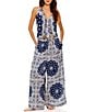 Agua Bendita Coordinating Harmony Scarf Print Halter V-Neck Sleeveless Tie Front Top, Color:Multi - Image 4