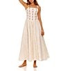 Agua Bendita Emerald Embroidered Square Neck Sleeveless Maxi Dress, Color:Multi - Image 3