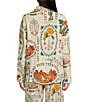 Agua Bendita Keshi Nopal Crinkle Woven Desert Print Collar Long Sleeve Button Front Top, Color:Multi - Image 2