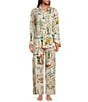 Agua Bendita Keshi Nopal Crinkle Woven Desert Print Collar Long Sleeve Button Front Top, Color:Multi - Image 3