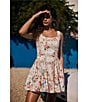 Agua Bendita Kristen Floral Print Square Neck Sleeveless Mini Dress, Color:Multi - Image 4