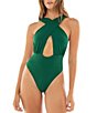 Color:Green - Image 1 - Minnie Dreamin Cross Front Cut-Out One Piece Swimsuit